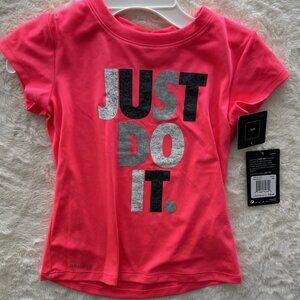 SALE! NEW Nike Dri-Fit Girls Graphic Tee & Short 2 Pc Set Pink/Black/ Size 6X